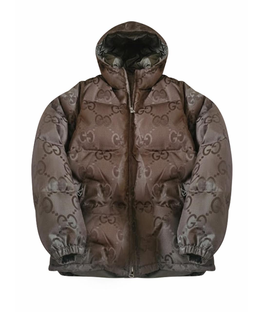 GUCCI Коричневый полиэстеровый пуховик, фото 1