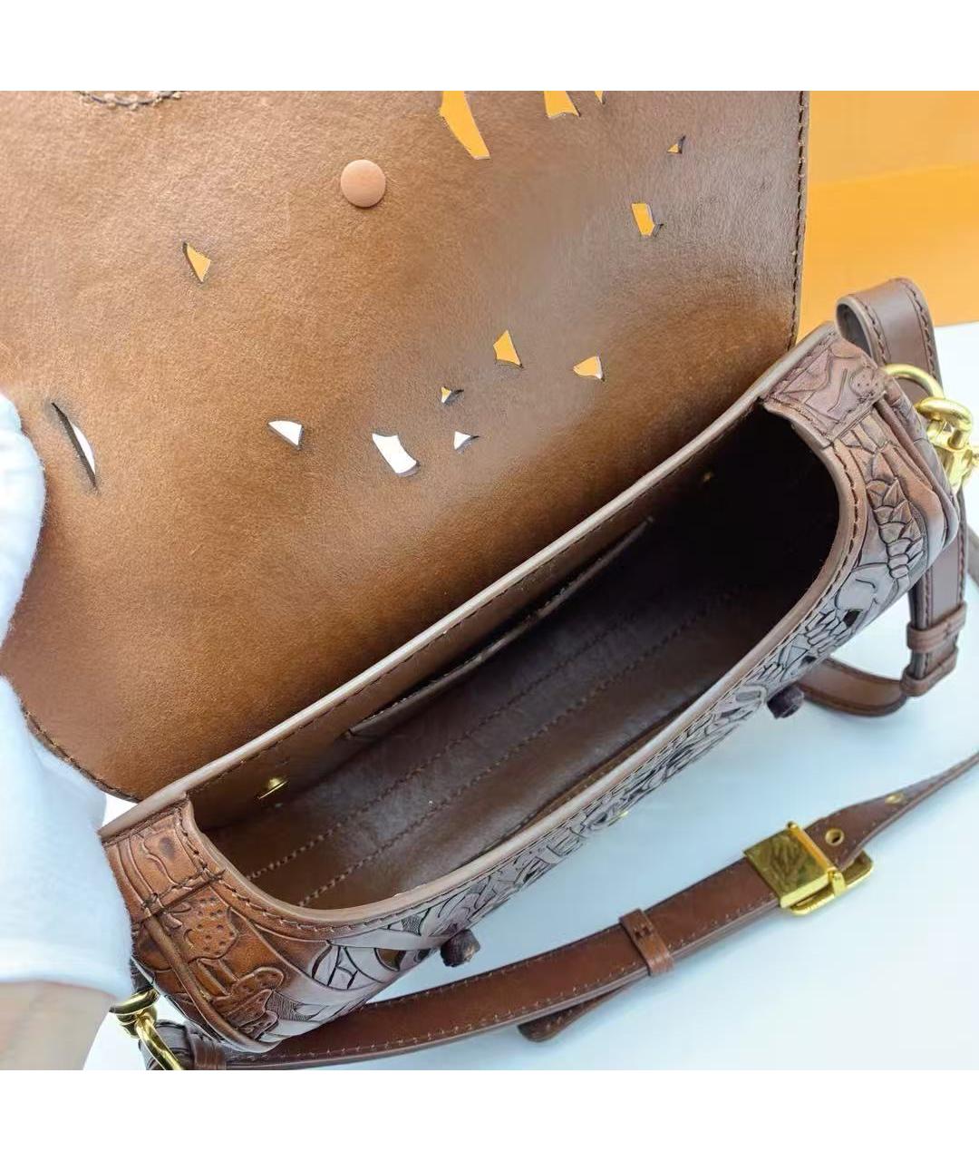 CHRISTIAN DIOR Коричневая кожаная сумка через плечо, фото 7