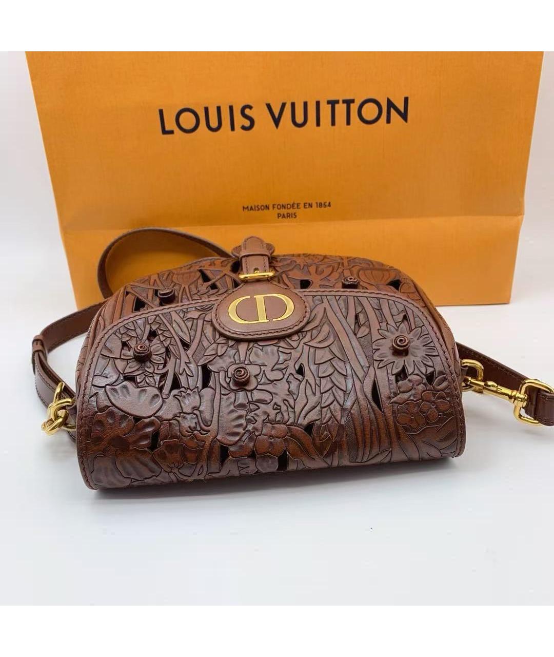 CHRISTIAN DIOR Коричневая кожаная сумка через плечо, фото 5