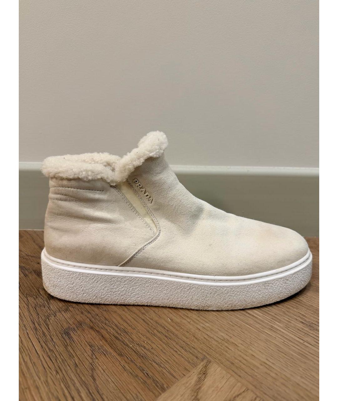 PRADA Бежевые замшевые ботинки, фото 8