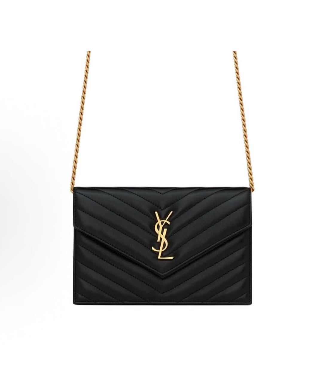 SAINT LAURENT Черная кожаная сумка через плечо, фото 4