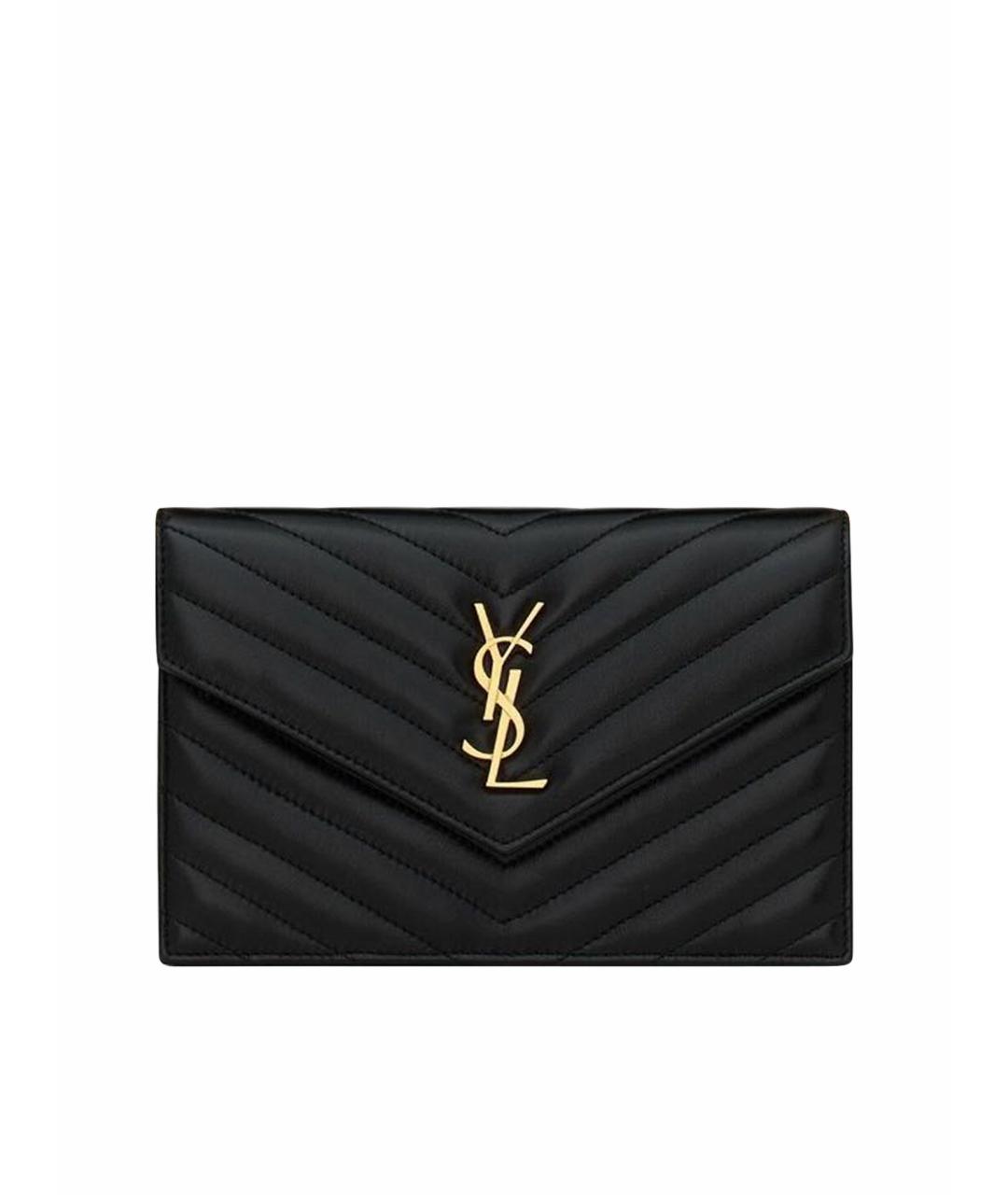 SAINT LAURENT Черная кожаная сумка через плечо, фото 1