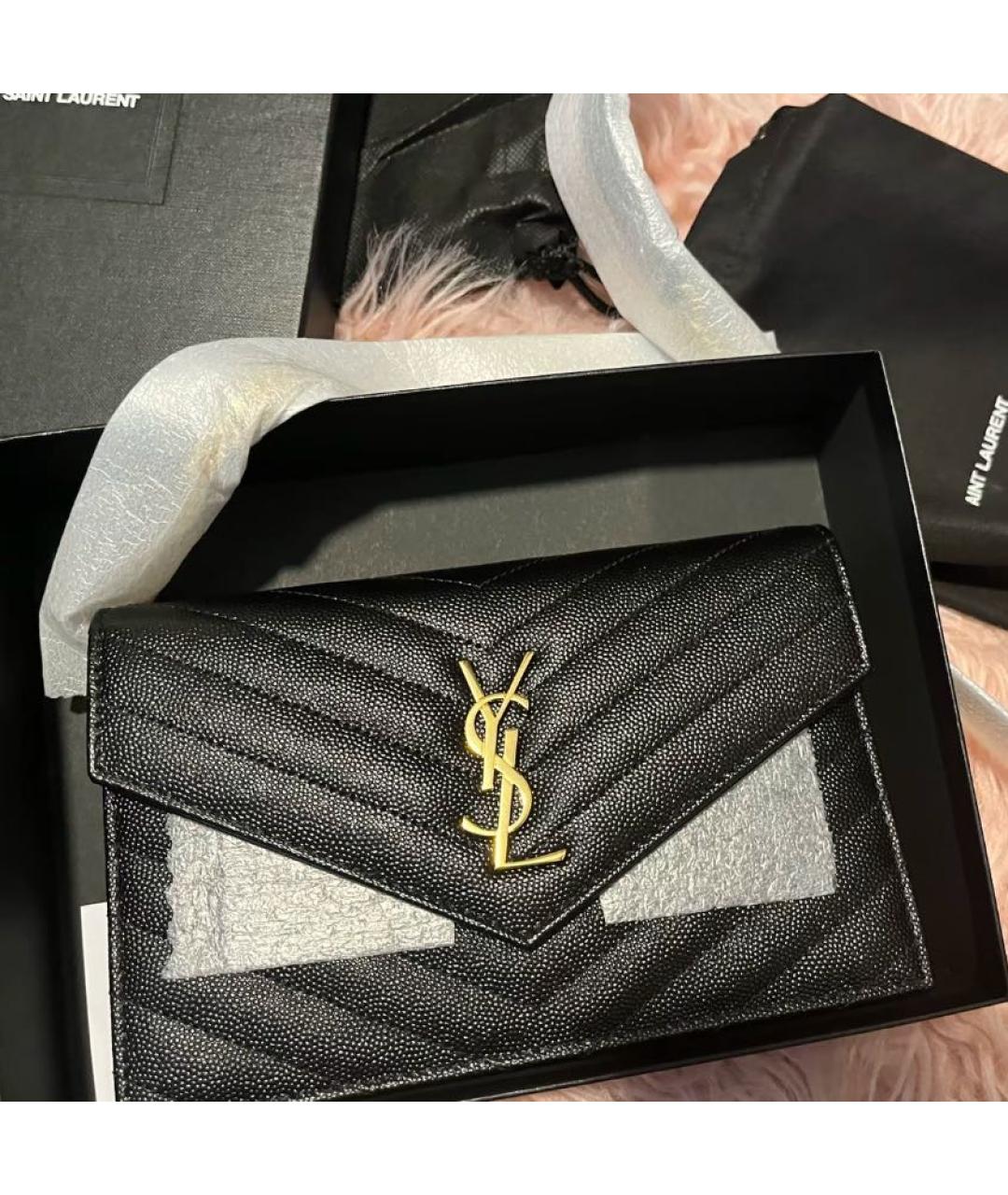 SAINT LAURENT Черная кожаная сумка через плечо, фото 2