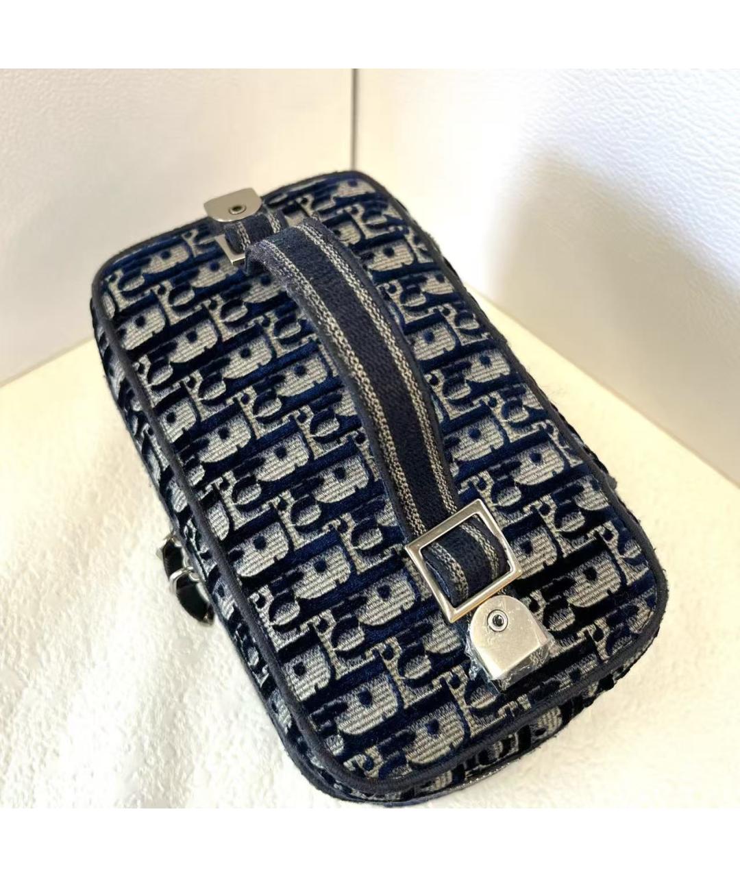 CHRISTIAN DIOR Темно-синяя тканевая сумка с короткими ручками, фото 4