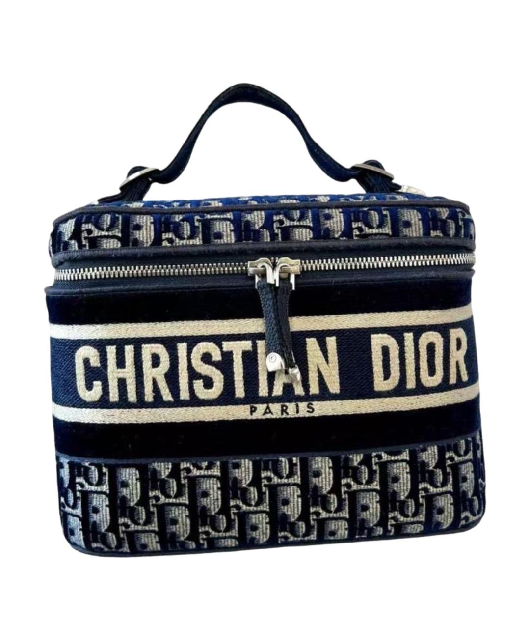 CHRISTIAN DIOR Темно-синяя тканевая сумка с короткими ручками, фото 1