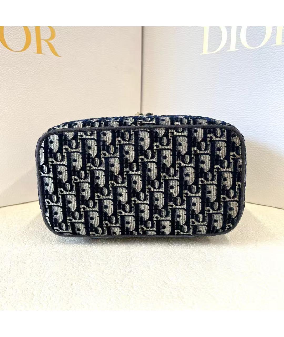CHRISTIAN DIOR Темно-синяя тканевая сумка с короткими ручками, фото 5