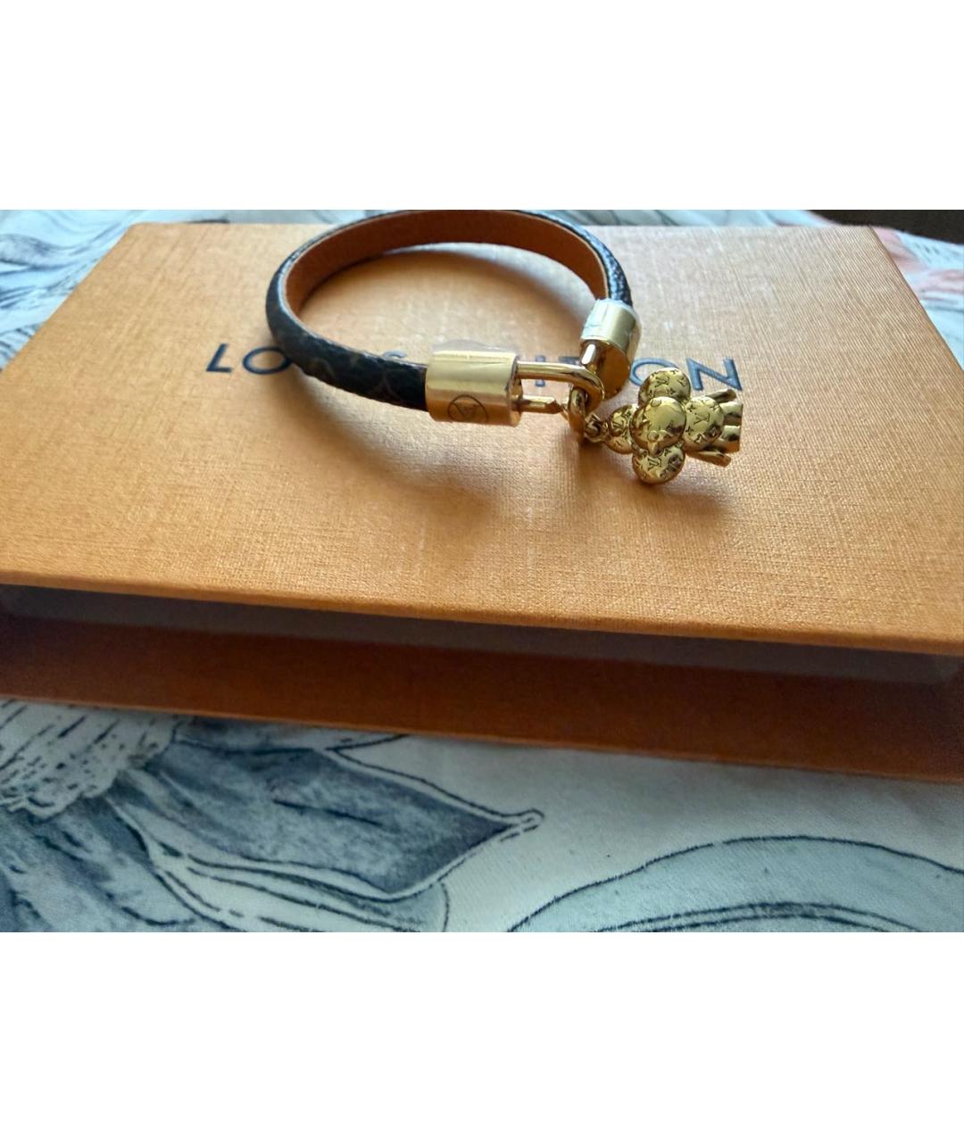 LOUIS VUITTON Коричневый кожаный браслет, фото 2