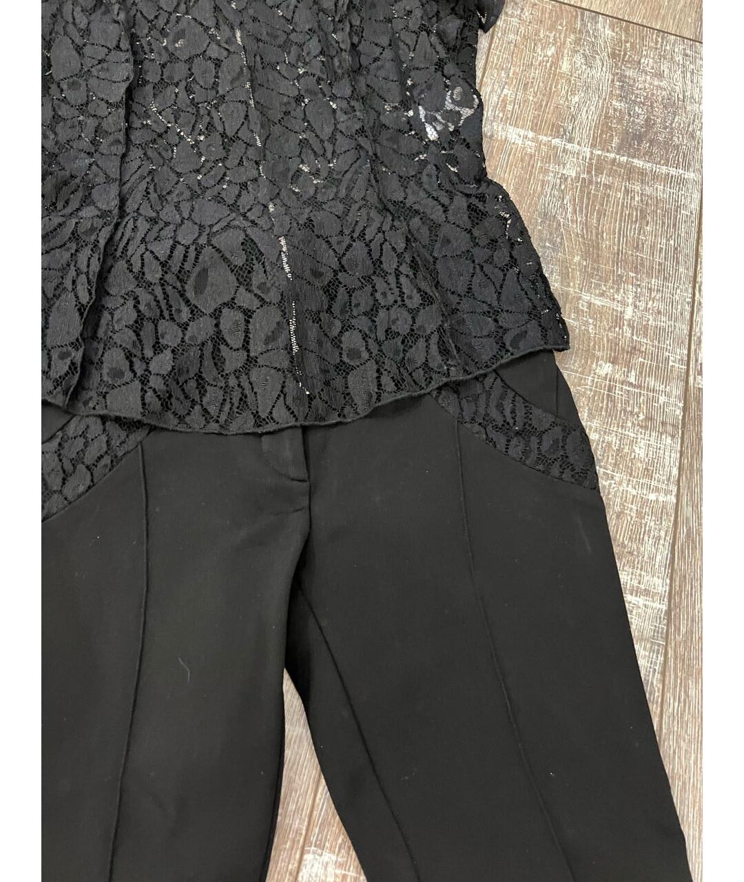 NINA RICCI Черный кружевной костюм с брюками, фото 7