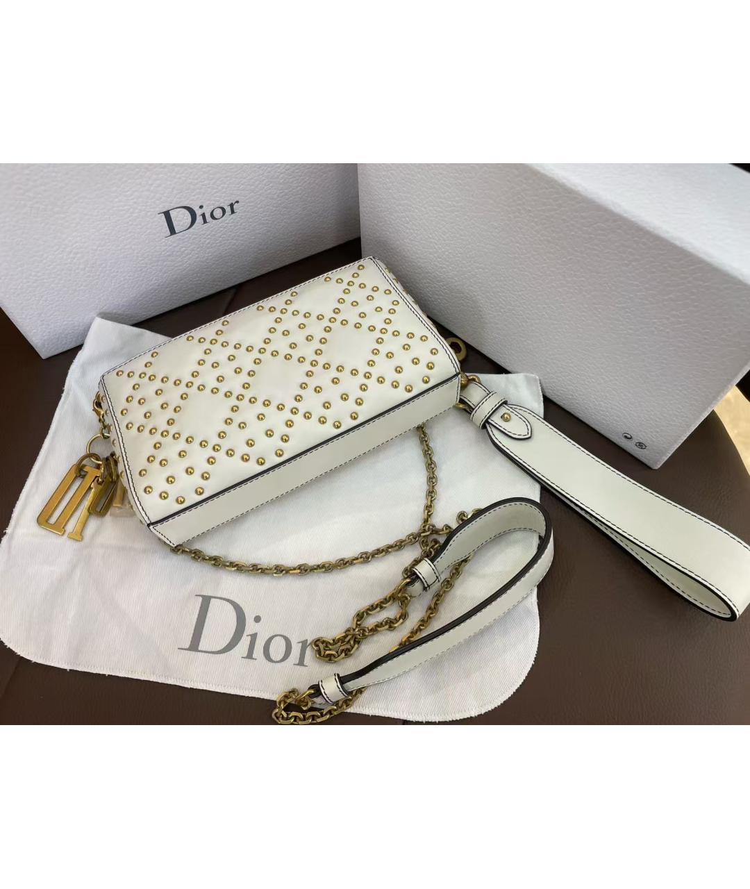 CHRISTIAN DIOR Белая кожаная сумка через плечо, фото 2
