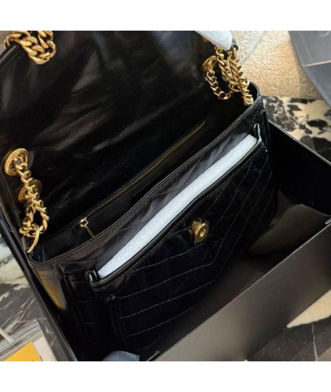 SAINT LAURENT Черная кожаная сумка через плечо, фото 4