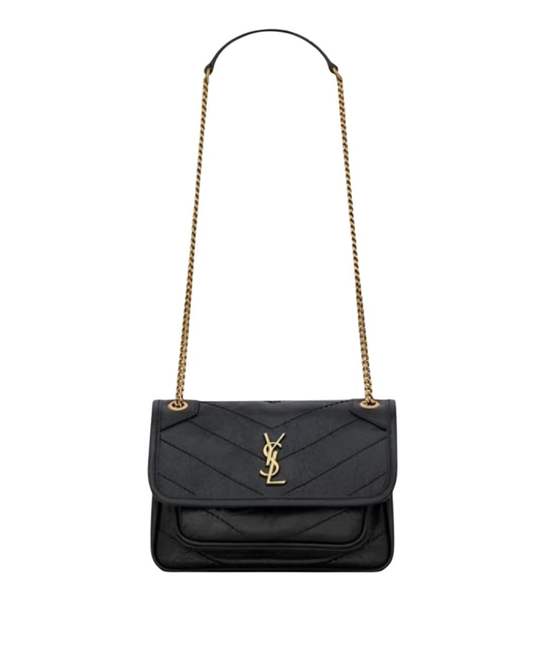 SAINT LAURENT Черная кожаная сумка через плечо, фото 1
