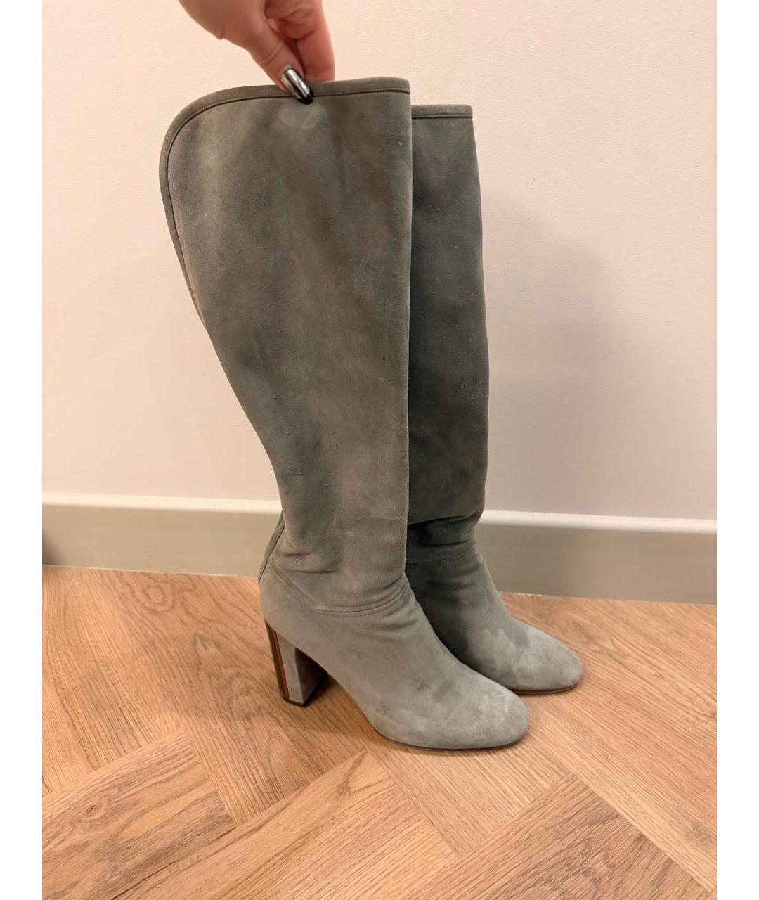 LORO PIANA Серые замшевые сапоги, фото 2