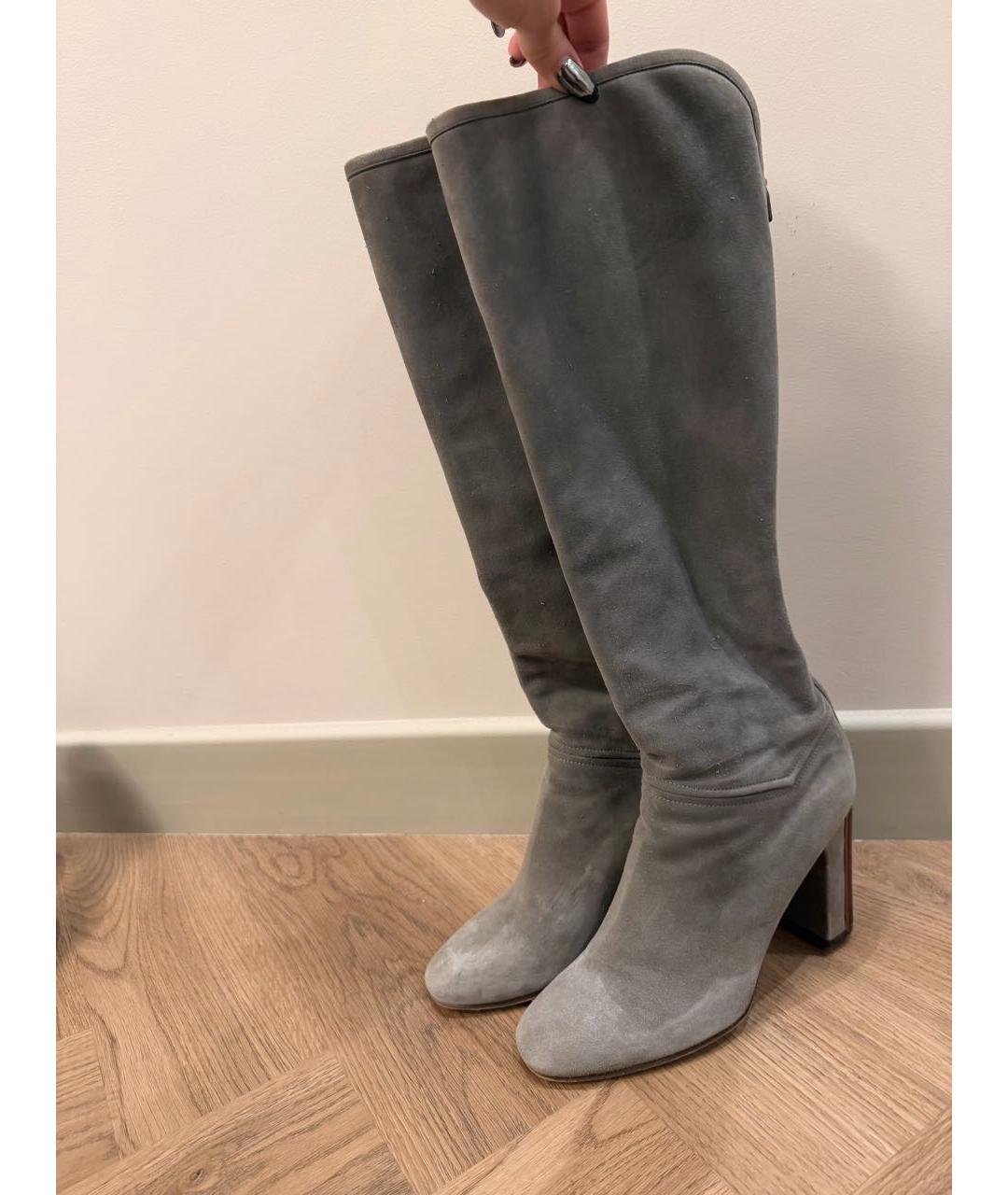 LORO PIANA Серые замшевые сапоги, фото 3