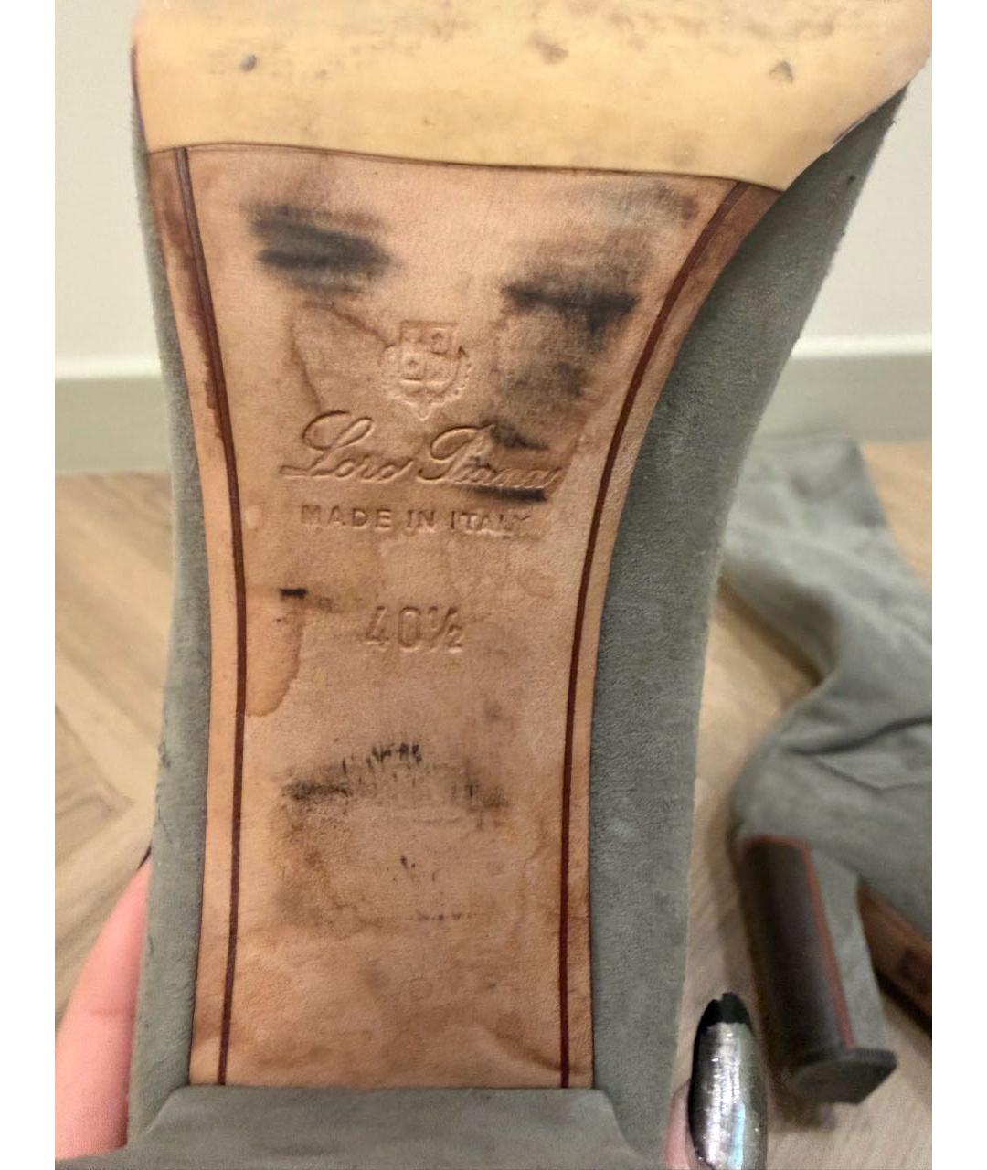 LORO PIANA Серые замшевые сапоги, фото 7