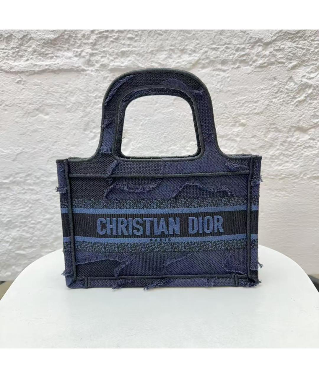 CHRISTIAN DIOR Синяя тканевая сумка тоут, фото 2