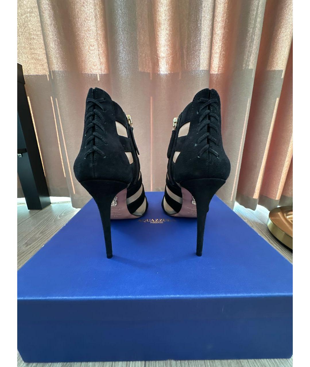 AQUAZZURA Черные замшевые босоножки, фото 4