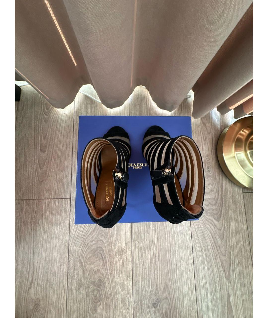 AQUAZZURA Черные замшевые босоножки, фото 3