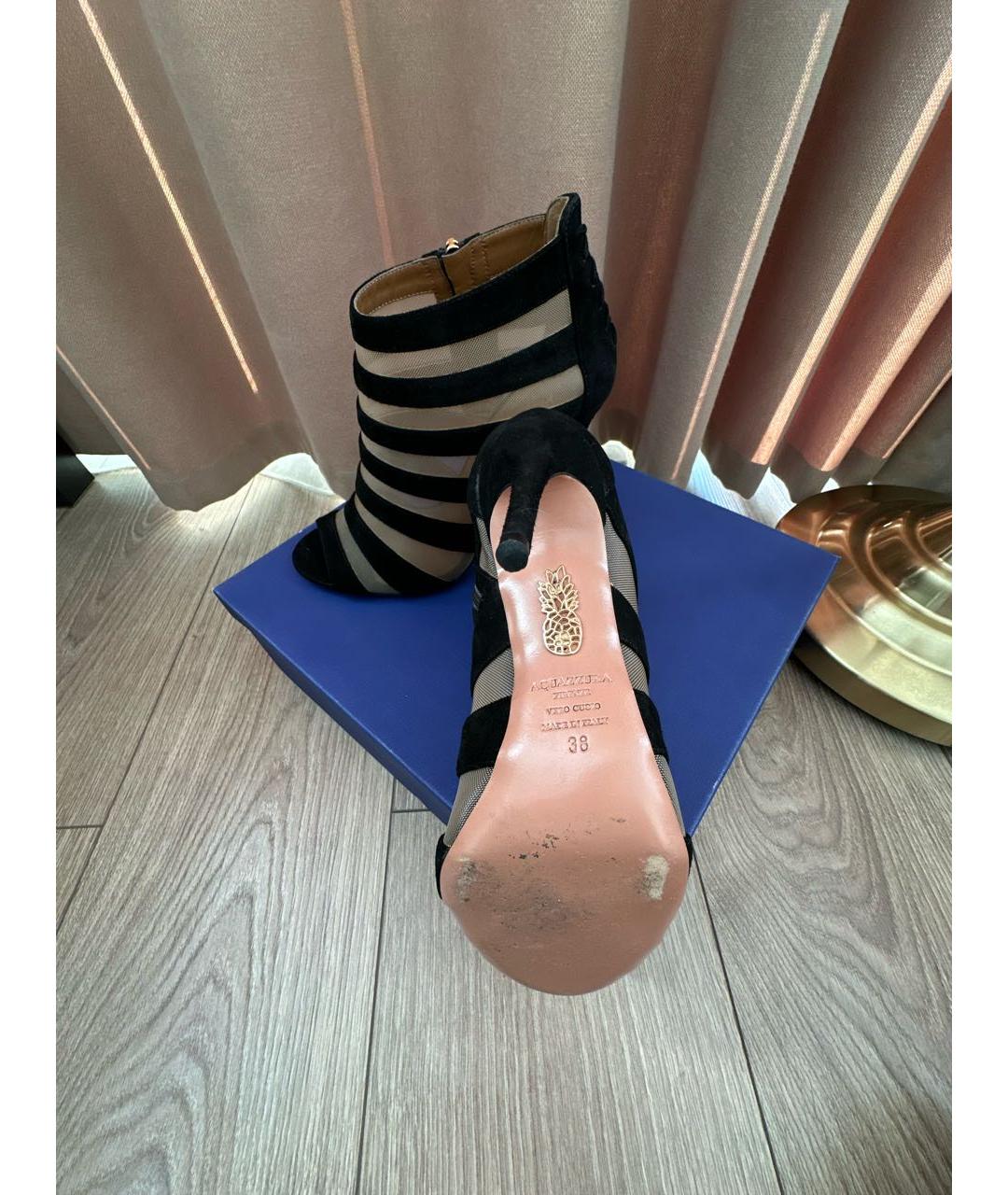 AQUAZZURA Черные замшевые босоножки, фото 7