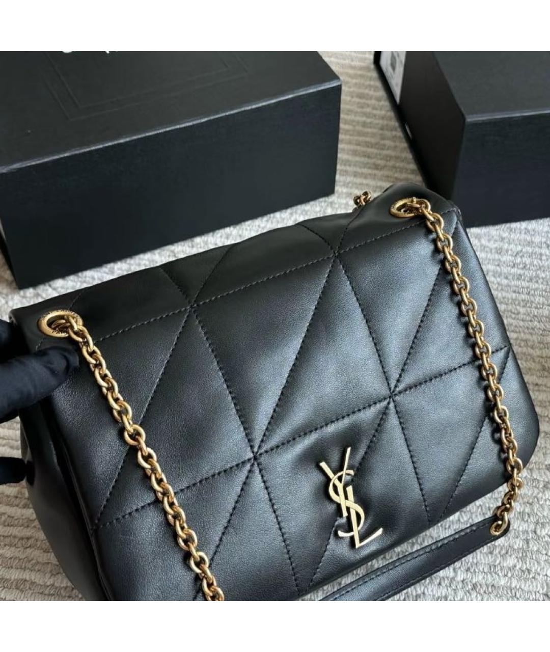 SAINT LAURENT Черная кожаная сумка через плечо, фото 2