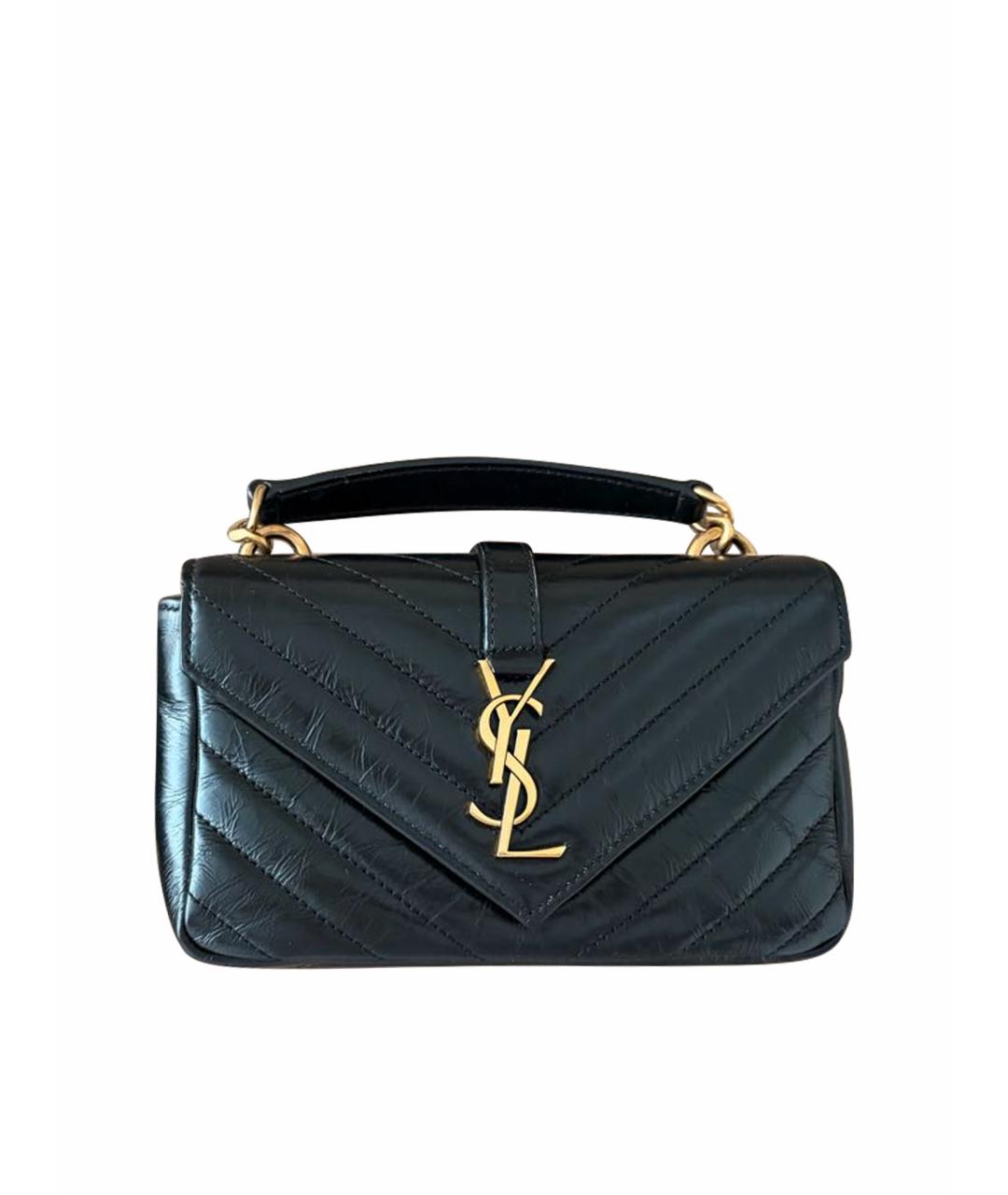 SAINT LAURENT Черная кожаная сумка через плечо, фото 1