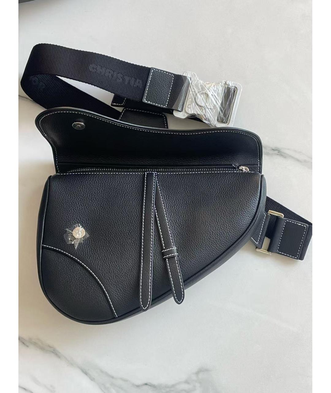 CHRISTIAN DIOR Черная кожаная сумка через плечо, фото 5