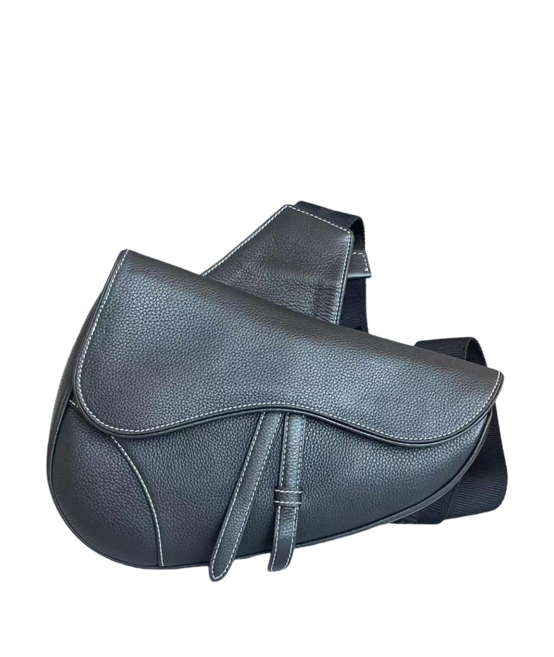 CHRISTIAN DIOR Черная кожаная сумка через плечо, фото 1