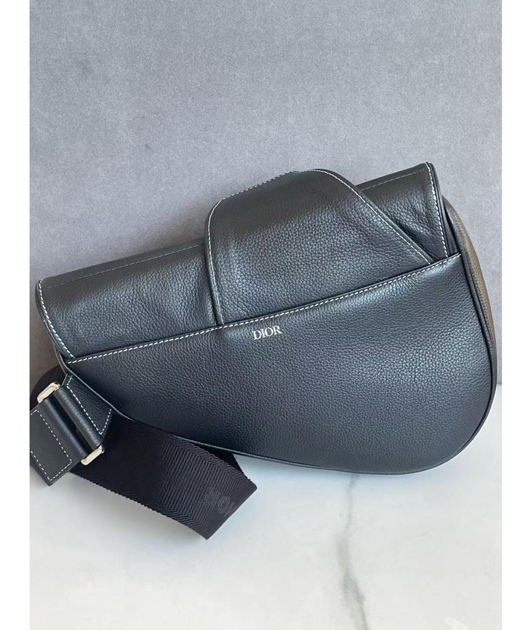 CHRISTIAN DIOR Черная кожаная сумка через плечо, фото 4
