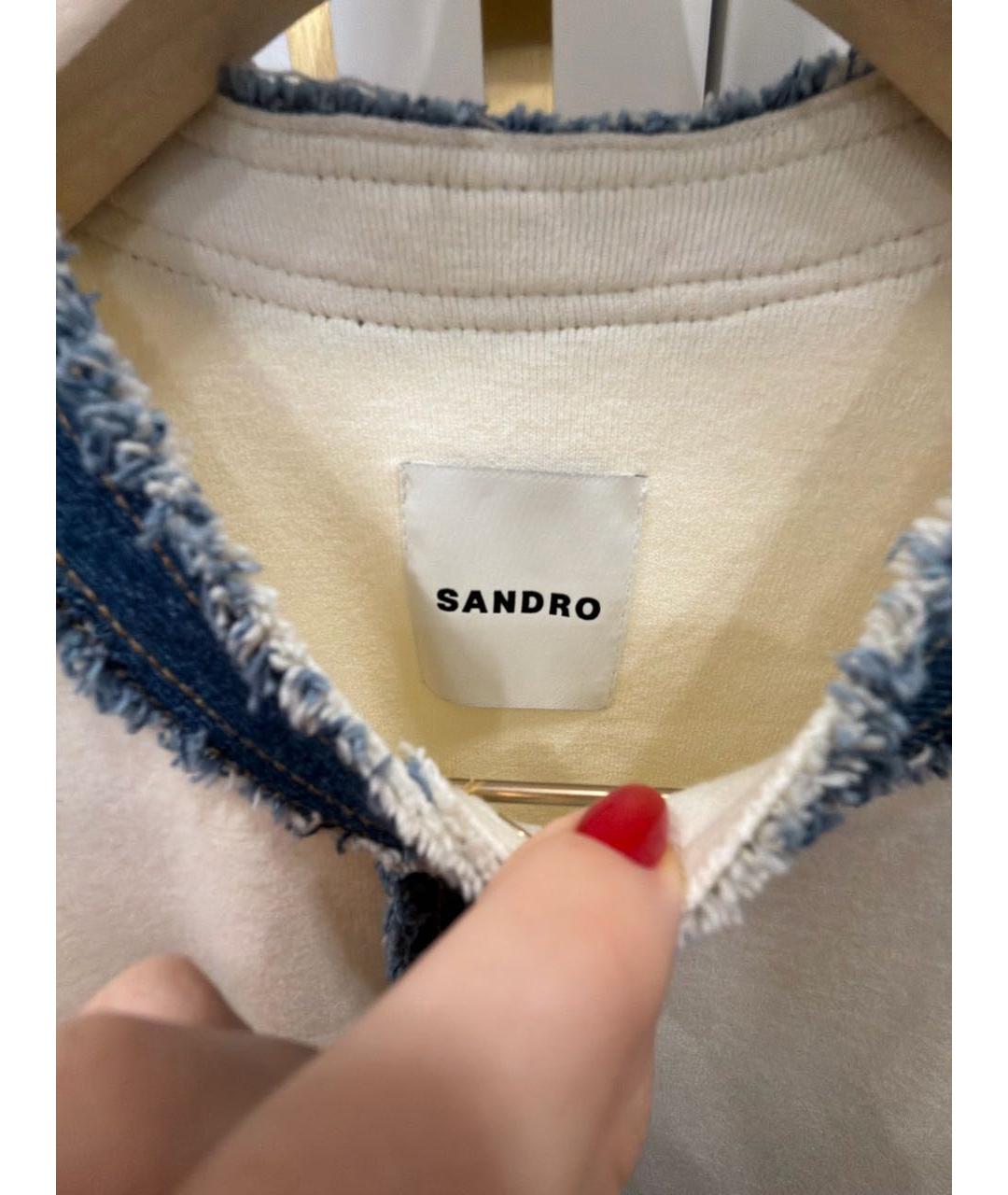 SANDRO Бежевый вискозный жакет/пиджак, фото 3