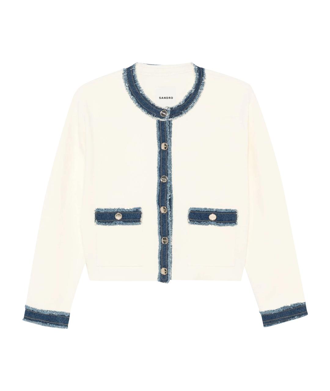 SANDRO Бежевый вискозный жакет/пиджак, фото 1