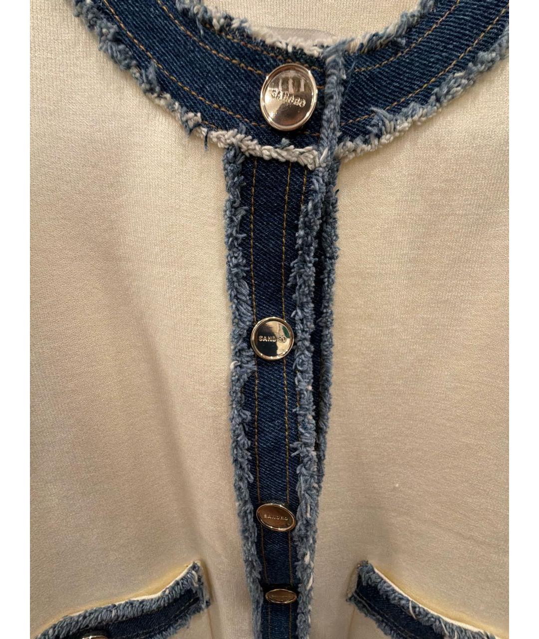 SANDRO Бежевый вискозный жакет/пиджак, фото 4