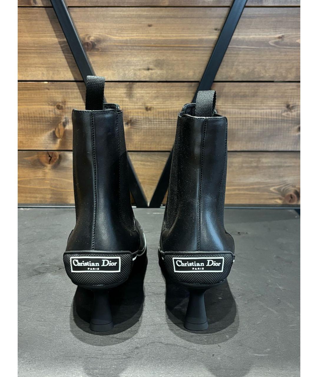 CHRISTIAN DIOR Черные кожаные ботильоны, фото 4