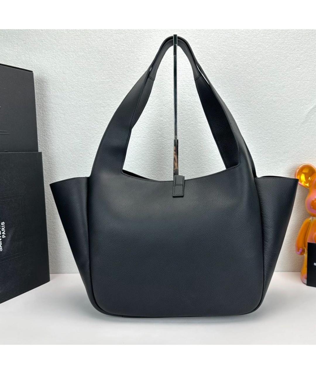 SAINT LAURENT Черная кожаная сумка тоут, фото 3
