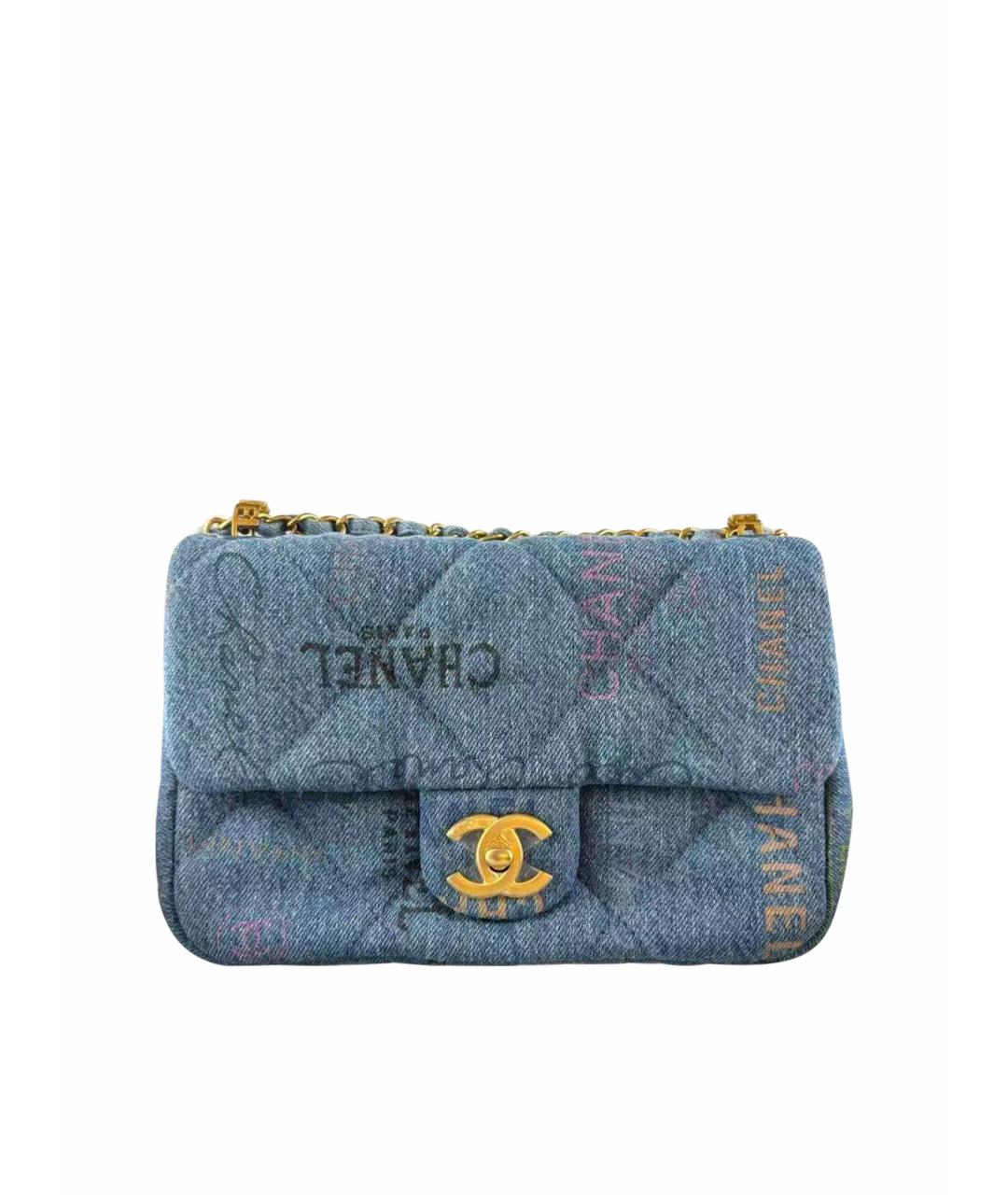 CHANEL Голубая деним сумка через плечо, фото 1