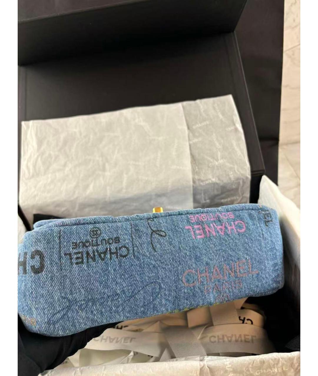 CHANEL Голубая деним сумка через плечо, фото 5