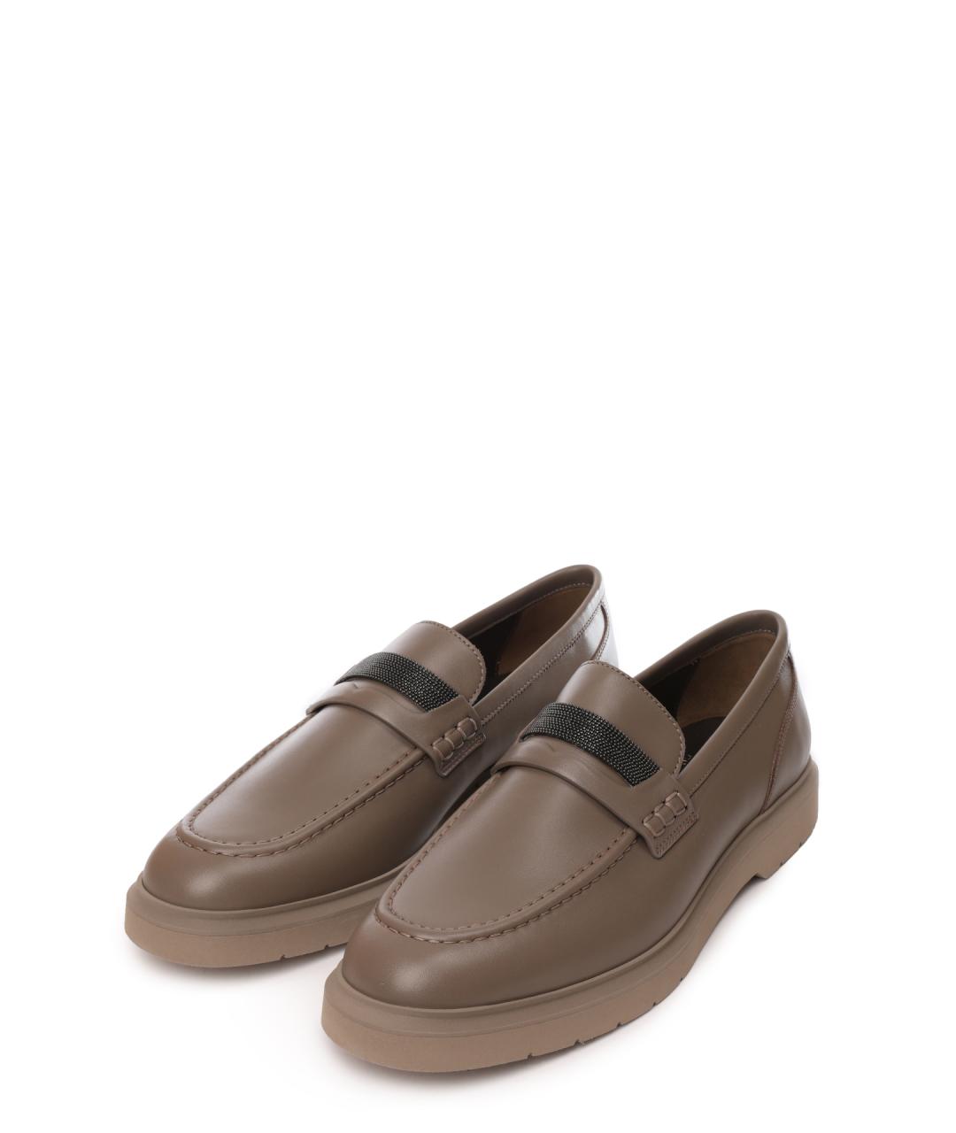 BRUNELLO CUCINELLI Бежевые кожаные лоферы, фото 2