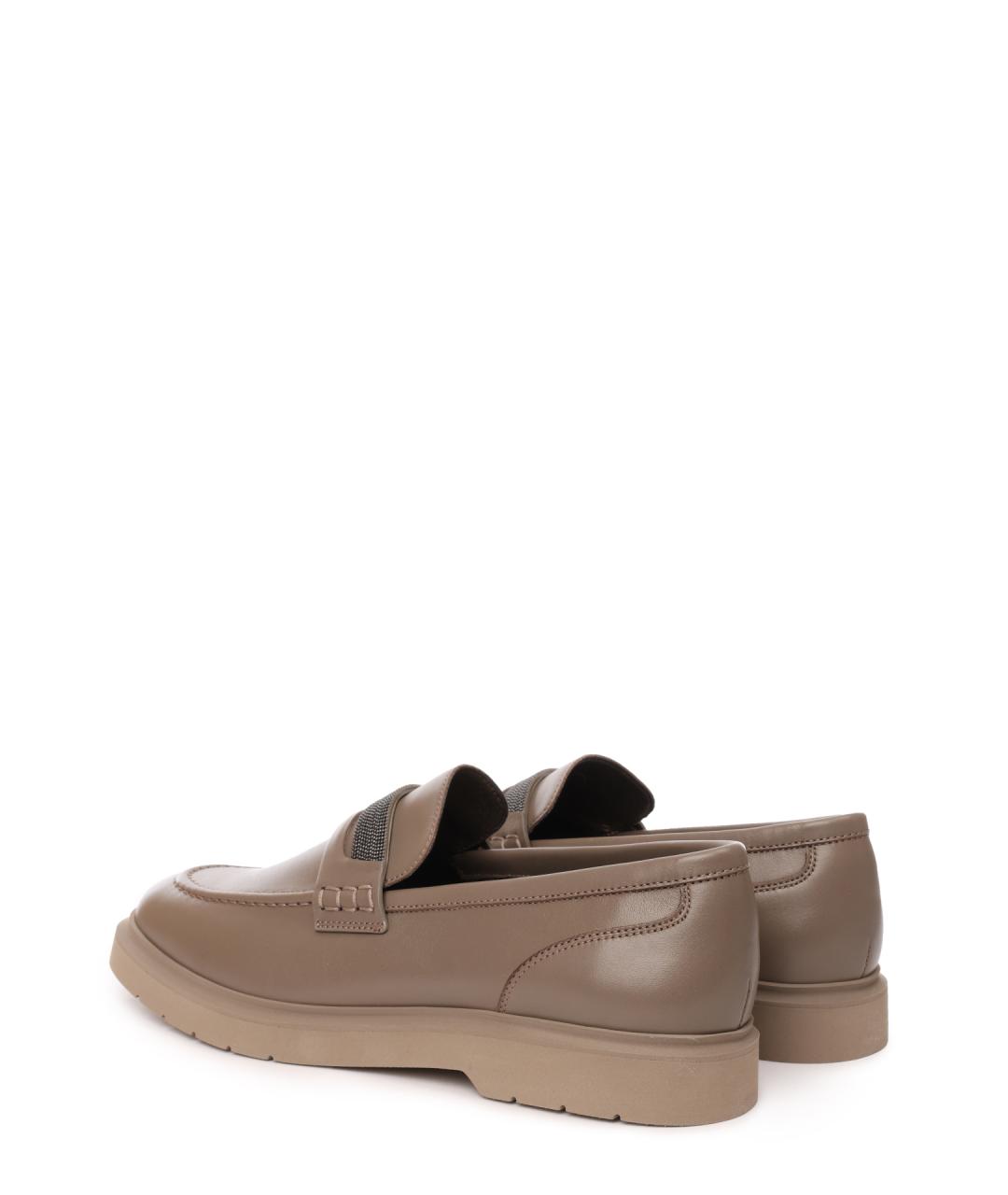 BRUNELLO CUCINELLI Бежевые кожаные лоферы, фото 3