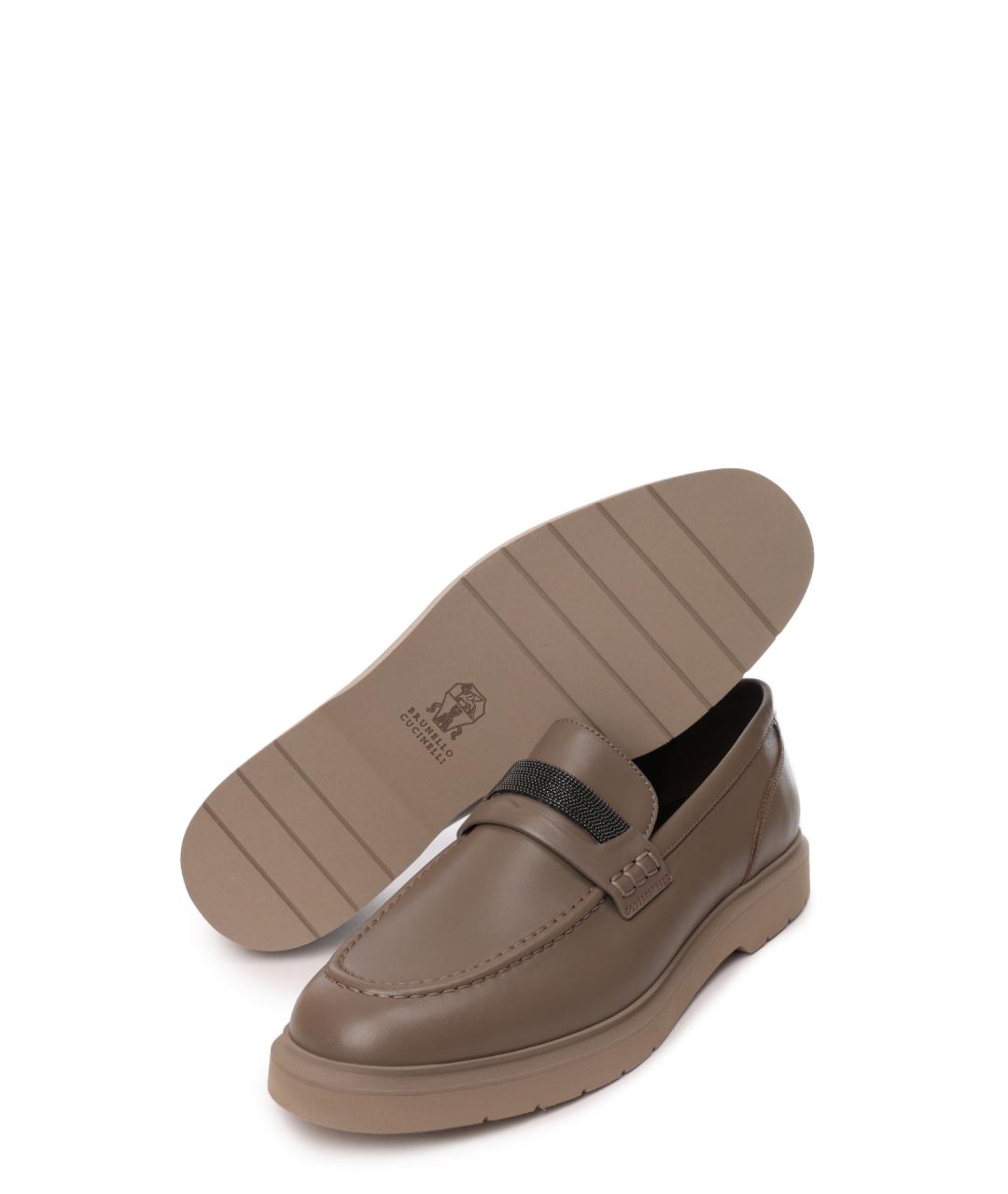 BRUNELLO CUCINELLI Бежевые кожаные лоферы, фото 4