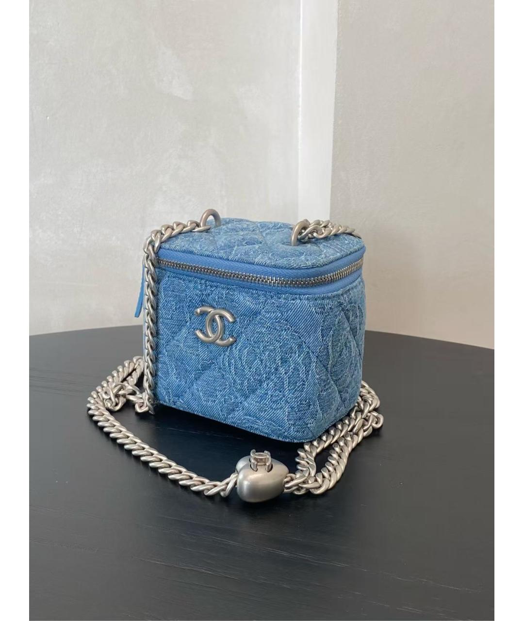 CHANEL Голубая деним сумка через плечо, фото 4