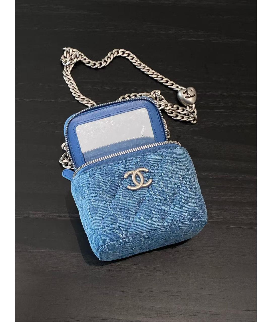 CHANEL Голубая деним сумка через плечо, фото 5