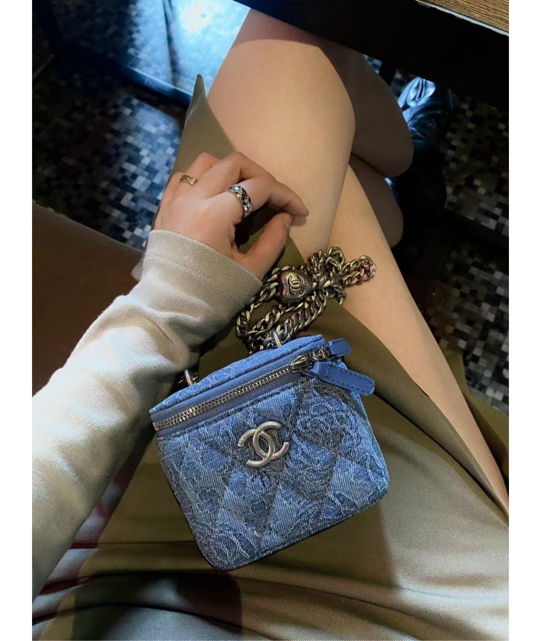 CHANEL Голубая деним сумка через плечо, фото 7