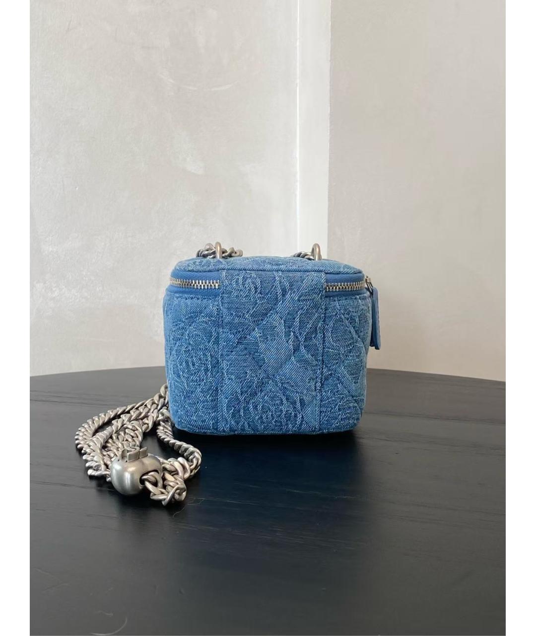 CHANEL Голубая деним сумка через плечо, фото 3