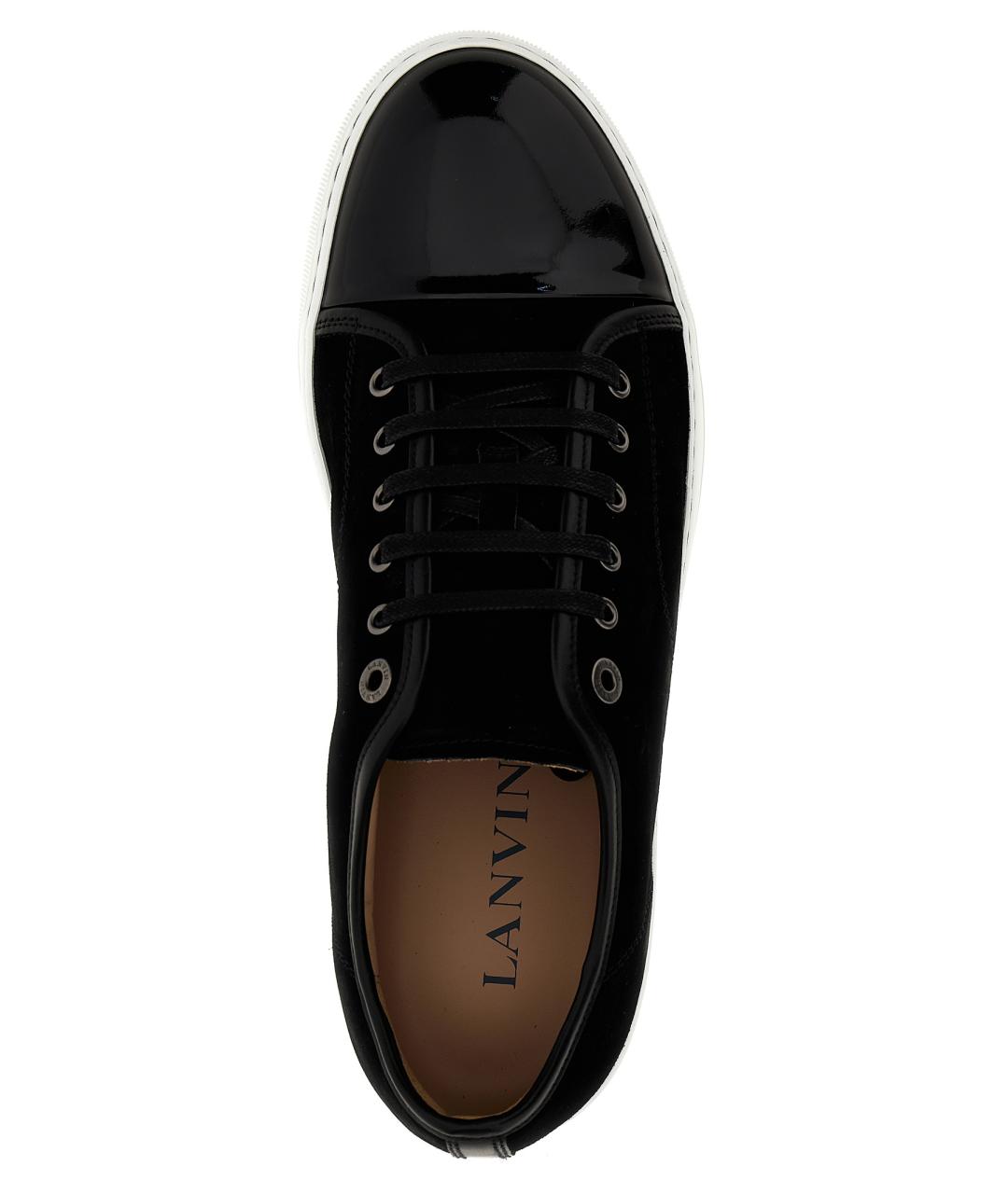 LANVIN Черные кожаные низкие кроссовки / кеды, фото 3