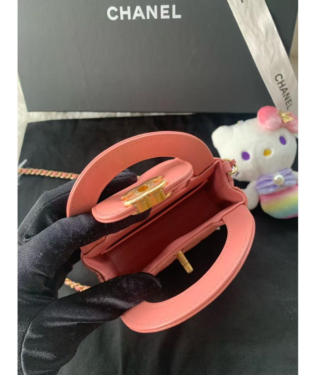 CHANEL Розовая кожаная сумка через плечо, фото 5