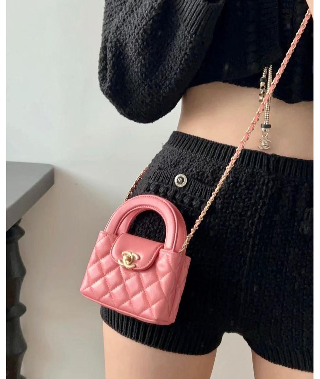 CHANEL Розовая кожаная сумка через плечо, фото 6