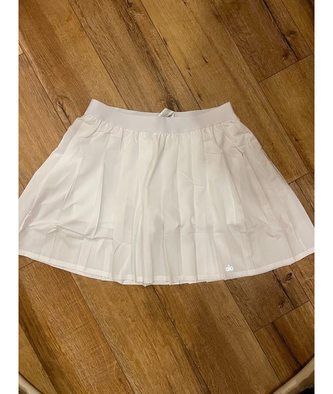 ALO YOGA Белая полиэстеровая юбка-шорты, фото 5
