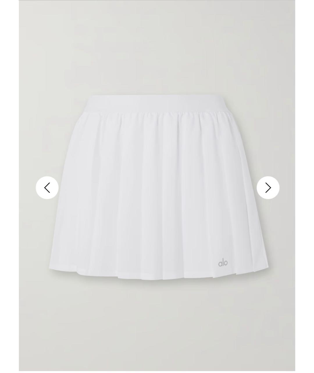 ALO YOGA Белая полиэстеровая юбка-шорты, фото 8