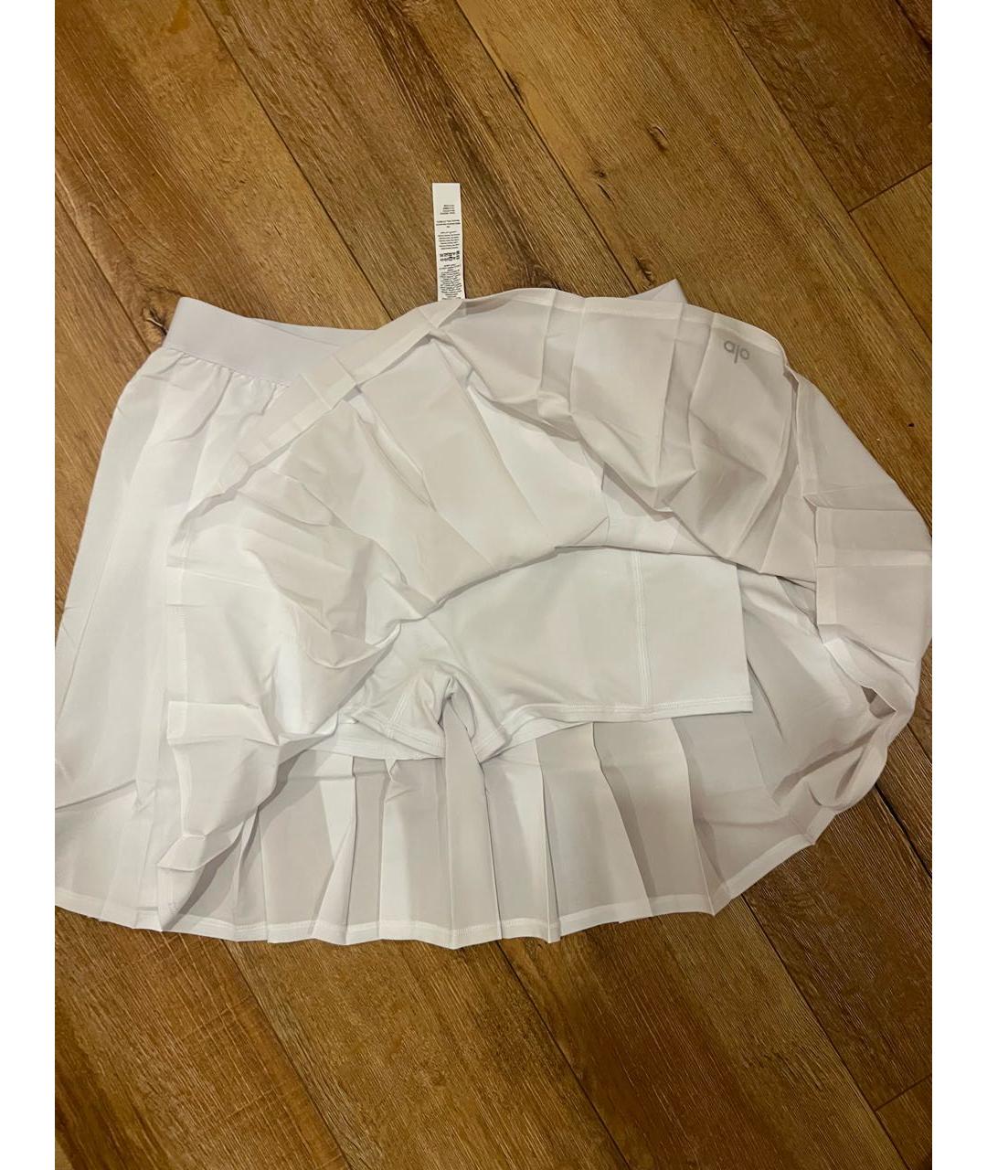 ALO YOGA Белая полиэстеровая юбка-шорты, фото 6