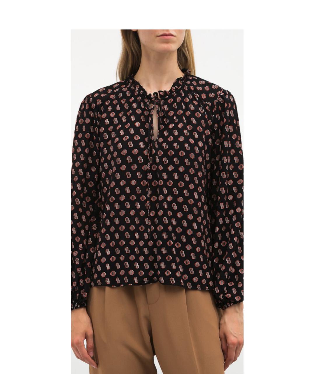 MAJE Черная вискозная блузы, фото 8