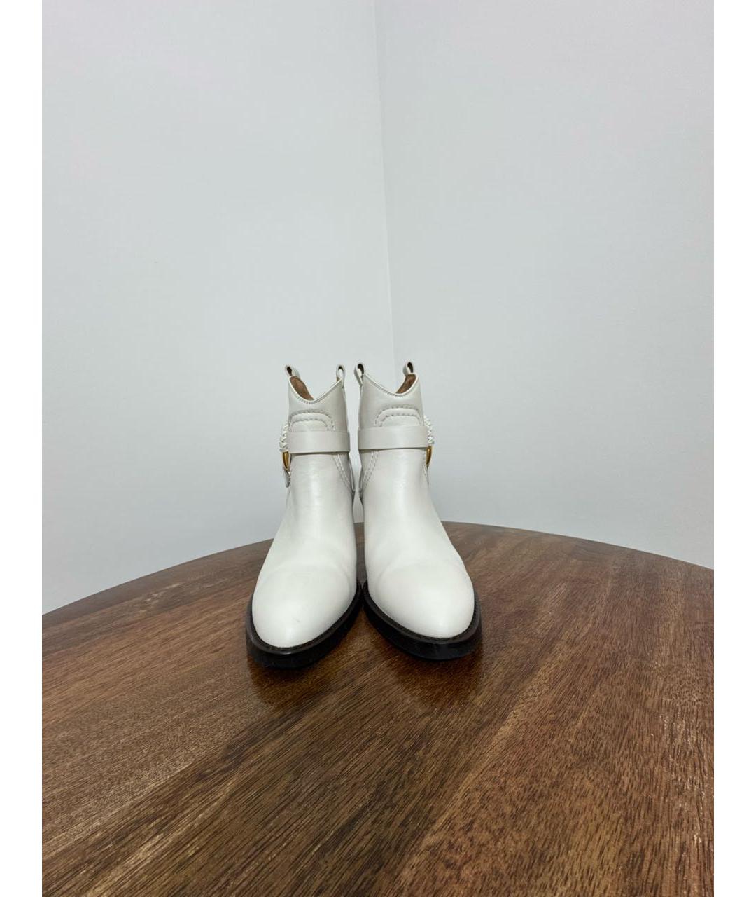 SEE BY CHLOE Белые кожаные ботинки, фото 2