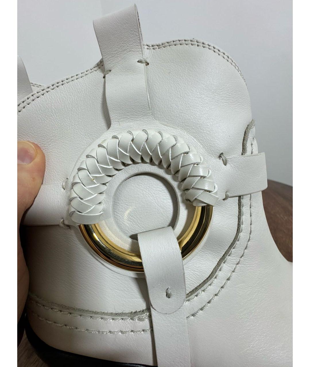 SEE BY CHLOE Белые кожаные ботинки, фото 8